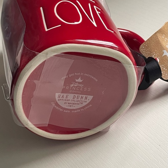 Rae Dunn Red True Love Mug With Rose Topper Disney Princess. - Picture 3 of 3